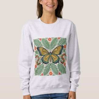 Folk Art Butterfly with Ferns  Sweatshirt