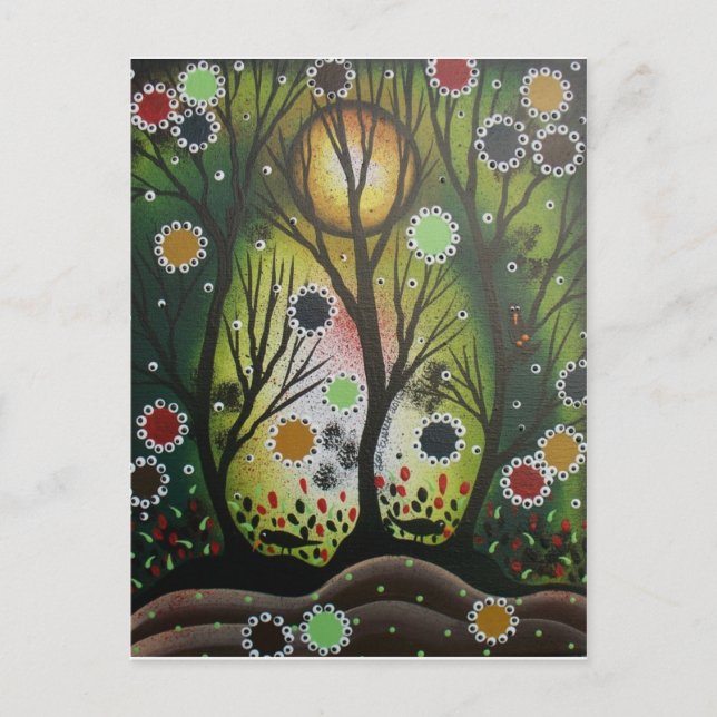 Folk Art_By Lori Everett, Day Of The Dead,Tree Art Postcard (Front)
