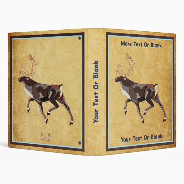 Folk Art Caribou/Reindeer 3 Ring Binder (Background)