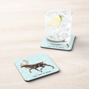 Folk Art Caribou/Reindeer Beverage Coaster