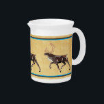 Folk Art Caribou/Reindeer Beverage Pitcher<br><div class="desc">Cute caribou,  or reindeer (Rangifer tarandus),  in folk art style,  superimposed on an old paper background image. You may change the color of the border or remove it altogether.</div>