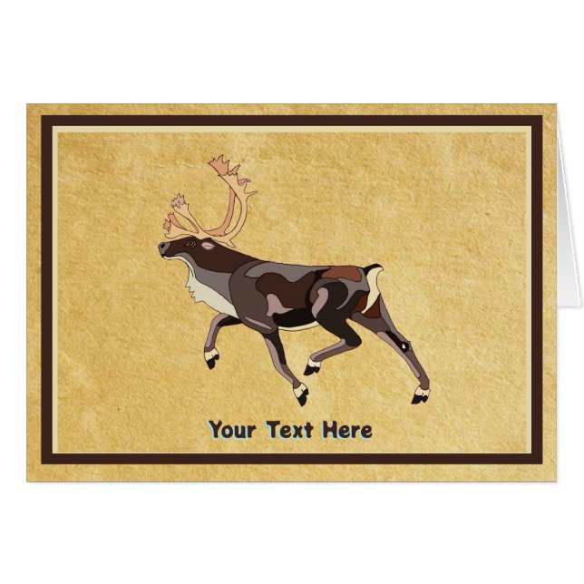 Folk Art Caribou/Reindeer Cards (Front Horizontal)