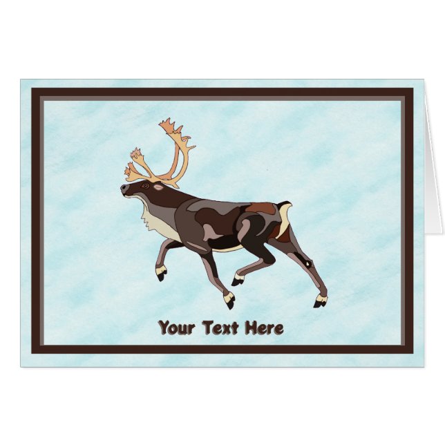 Folk Art Caribou/Reindeer Cards (Front Horizontal)