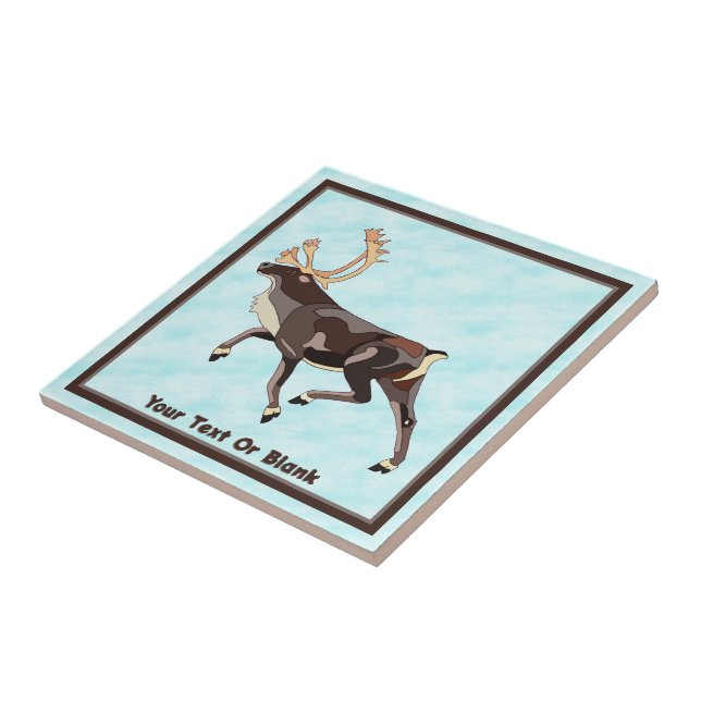 Folk Art Caribou/Reindeer Ceramic Tile (Side)