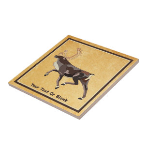 Folk Art Caribou/Reindeer Ceramic Tile