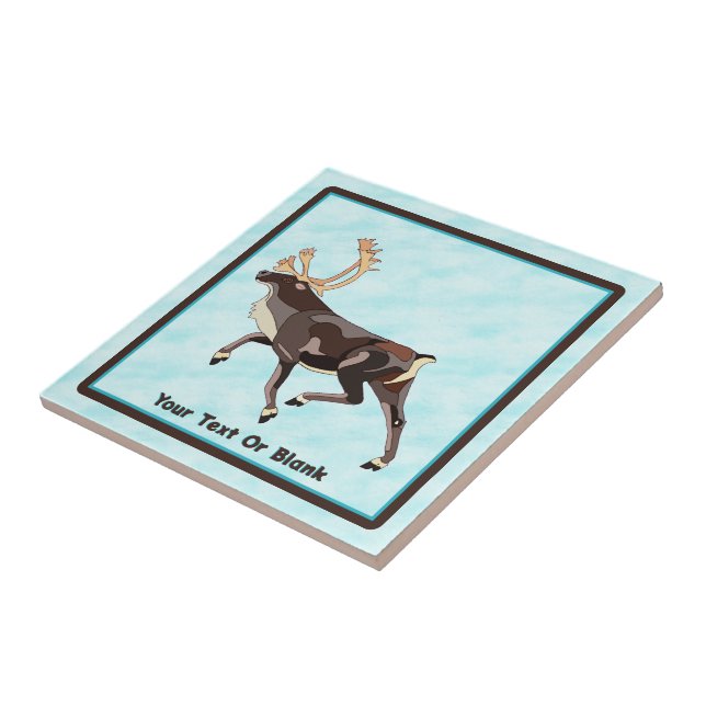 Folk Art Caribou/Reindeer Ceramic Tile (Side)