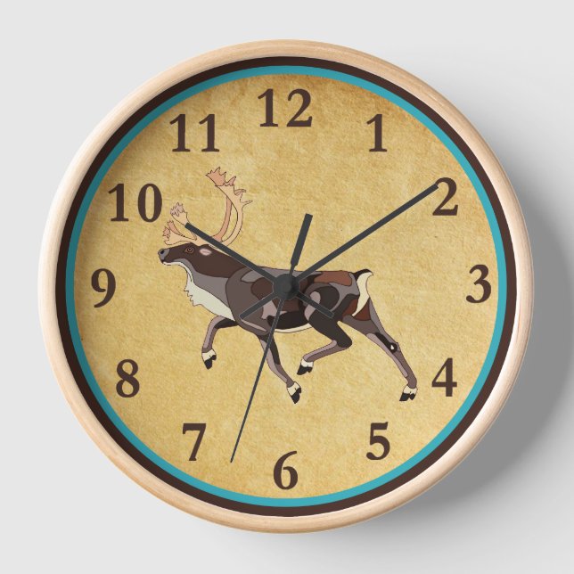 Folk Art Caribou/Reindeer Clock (Front)
