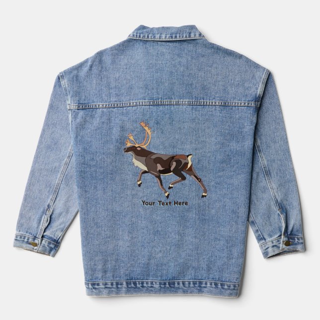 Folk Art Caribou/Reindeer Denim Jacket (Back)