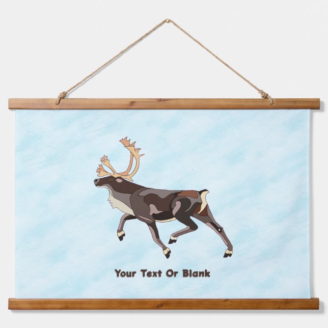 Folk Art Caribou/Reindeer Hanging Tapestry (Front)