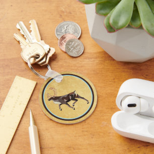 Folk Art Caribou/Reindeer Keychain