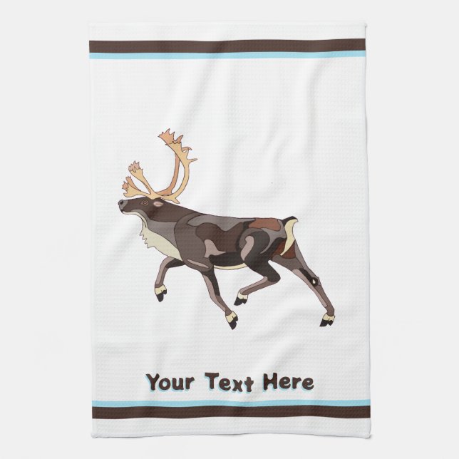 Folk Art Caribou/Reindeer Kitchen Towel (Vertical)