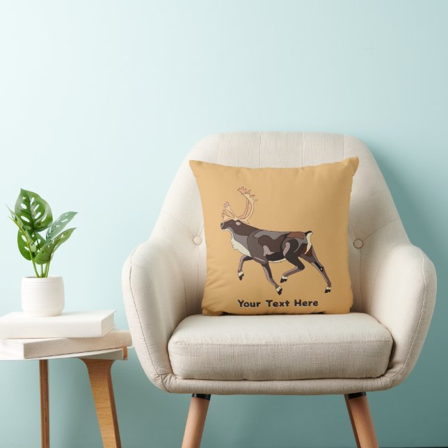 Folk Art Caribou/Reindeer Throw Pillow (Chair)