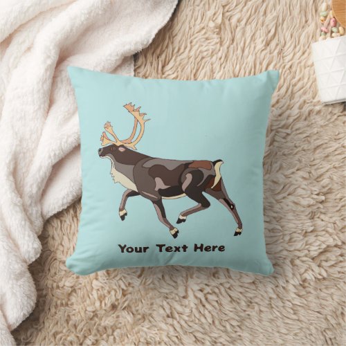Folk Art CaribouReindeer Throw Pillow