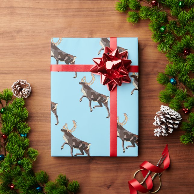 Folk Art Caribou/Reindeer Wrapping Paper (Holiday Gift)