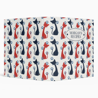 Folk Art Cat Pattern | Farmhouse Kitchen Recipe 3 Ring Binder