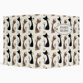 Folk Art Cat Pattern | Farmhouse Kitchen Recipe 3 Ring Binder