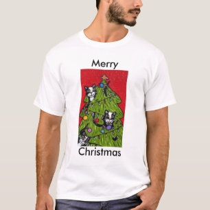 Folk Art Cats Christmas Tree T-Shirt
