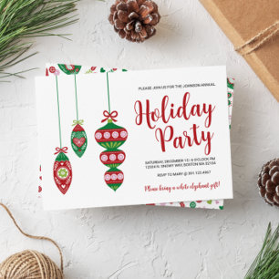 Folk Art Christmas Ornaments Holiday Party Invitation