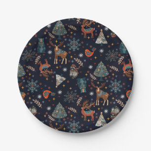 Folk Art Christmas Paper Plates