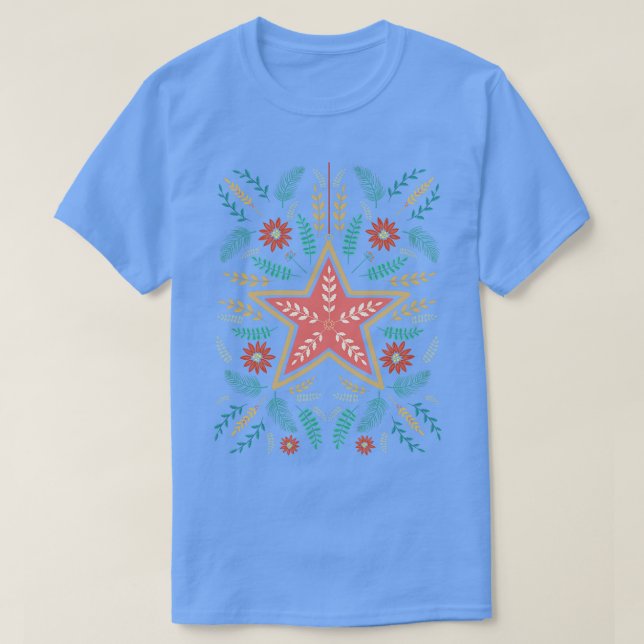 Folk Art Christmas Star T-Shirt (Design Front)