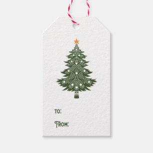Folk Art Christmas Tree with Star Gift Tags