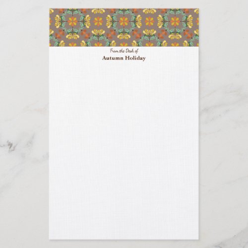 Folk Art Chrysanthemum Autumn Pattern Stationery