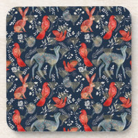 Folk Art Coasters with Faux Diamonds