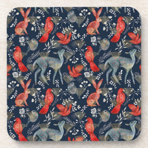 Folk Art Coasters with Faux Diamonds