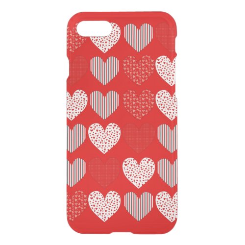 Folk Art Collage of Hearts Red iPhone SE87 Case