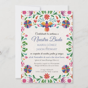 Folk Art Colorful Floral Fiesta Spanish Wedding Invitation