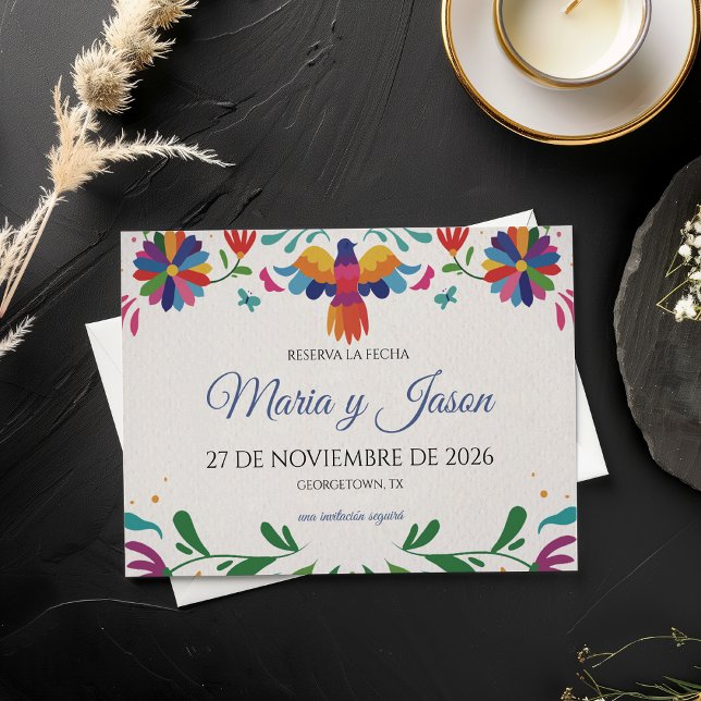 Folk Art Colorful Floral Fiesta Spanish Wedding Save The Date (Folk Art Colorful Floral Fiesta Spanish Wedding Save The Date)