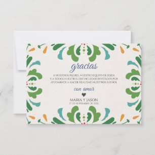 Folk Art Colorful Floral Fiesta Spanish Wedding Thank You Card