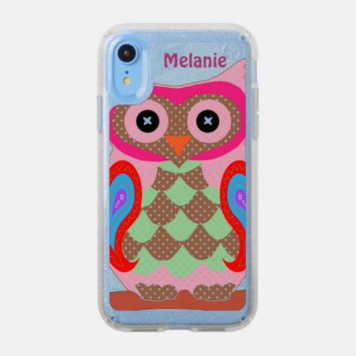 Folk Art Colorful Patchwork Owl Speck iPhone XR Case