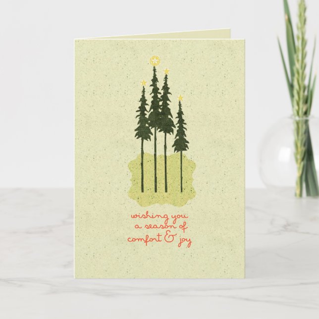 Folk Art Comfort and Joy Christmas Greeting Cards (Front)
