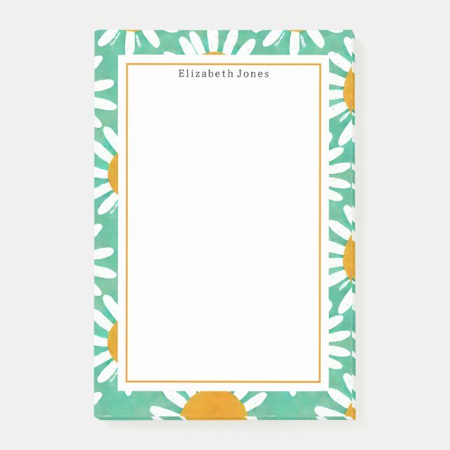Folk Art Daisies Floral Post-it Notes (Front)