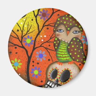 Folk Art Day Of The Dead By Lori Everett Magnet