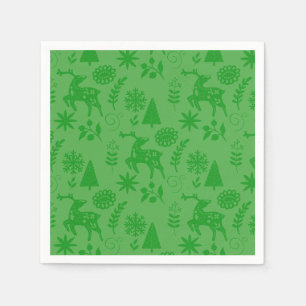 Folk Art Deer Forest Green Napkins