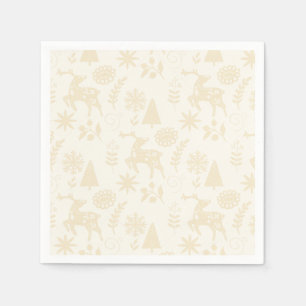 Folk Art Deer Forest Off White Napkins
