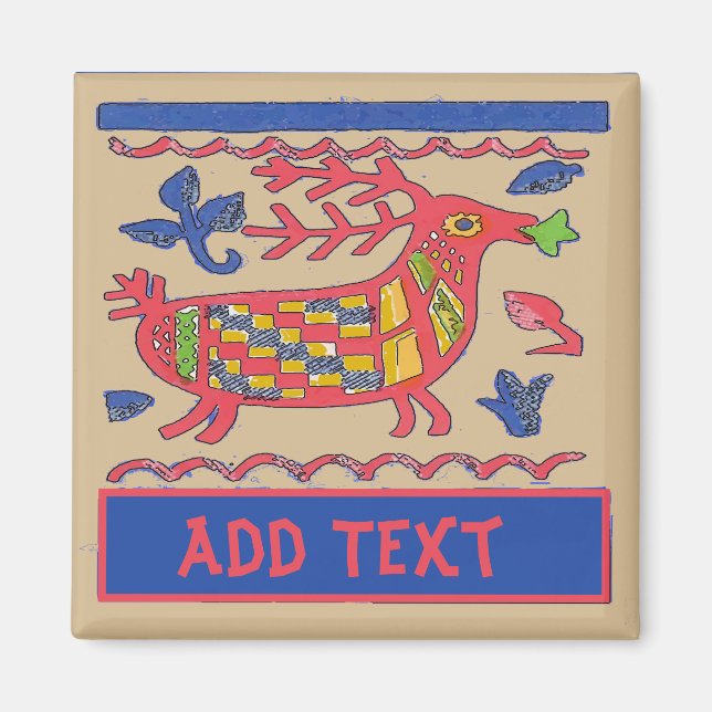 Folk Art Deer, Thanks, edit text Magnet (Front)