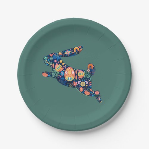 Folk Art Easter Bunny Paper Plates