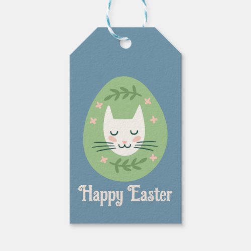Folk Art Easter Egg Cat Gift Tags