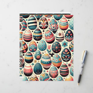 Folk Art Easter Eggs Scrapbook Paper