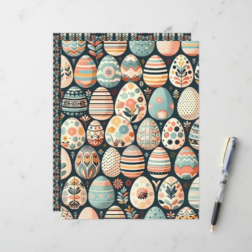 Folk Art Easter Eggs Scrapbook Paper