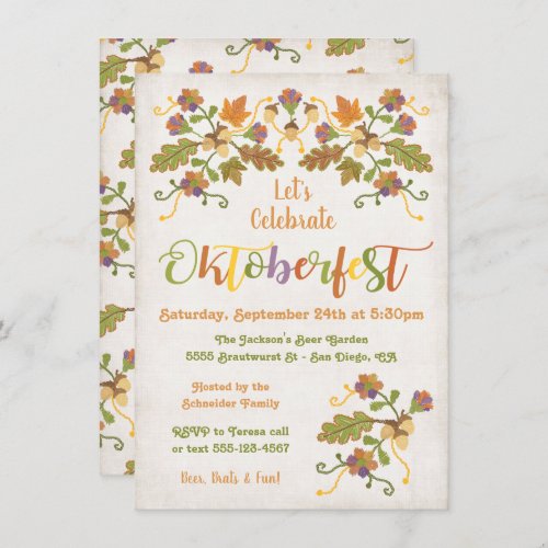 Folk Art Embroidery Oktoberfest Invitations