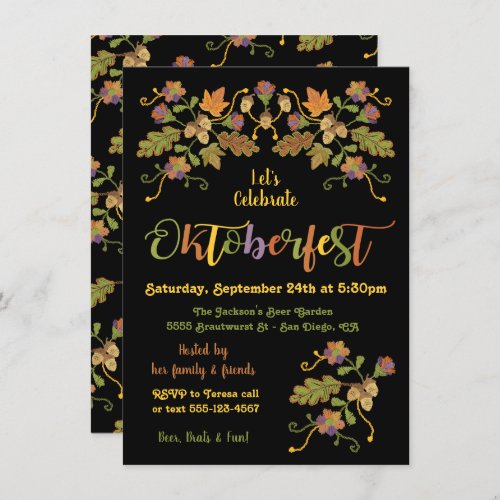 Folk Art Embroidery Oktoberfest Invitations