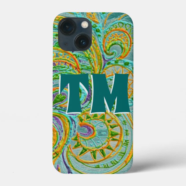 Folk Art Fantasy Pattern And your Letters Case-Mate iPhone Case (Back)