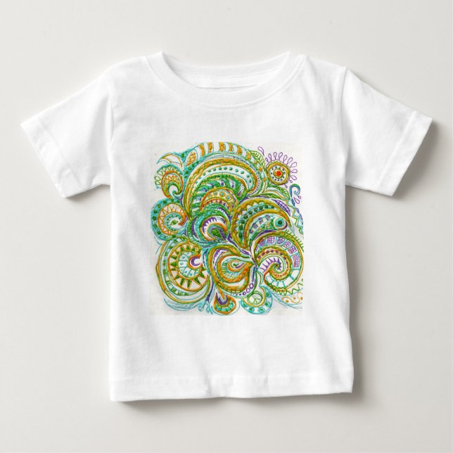 Folk Art Fantasy Pattern Baby T-Shirt (Front)