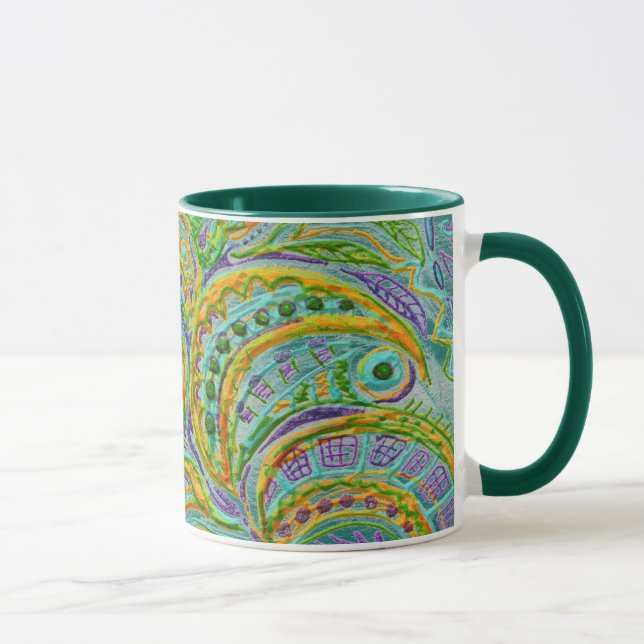 Folk Art Fantasy Pattern Mug (Right)