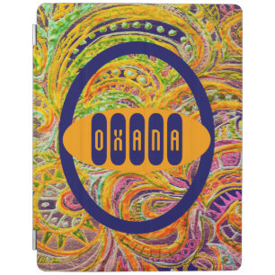 Folk Art Fantasy Pattern & Your Name iPad Smart Cover