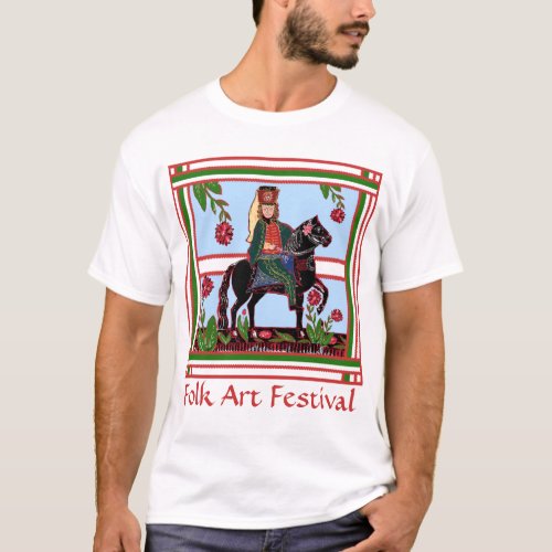 Folk Art Festival _ Colorful Toy Soldier on Horse T_Shirt